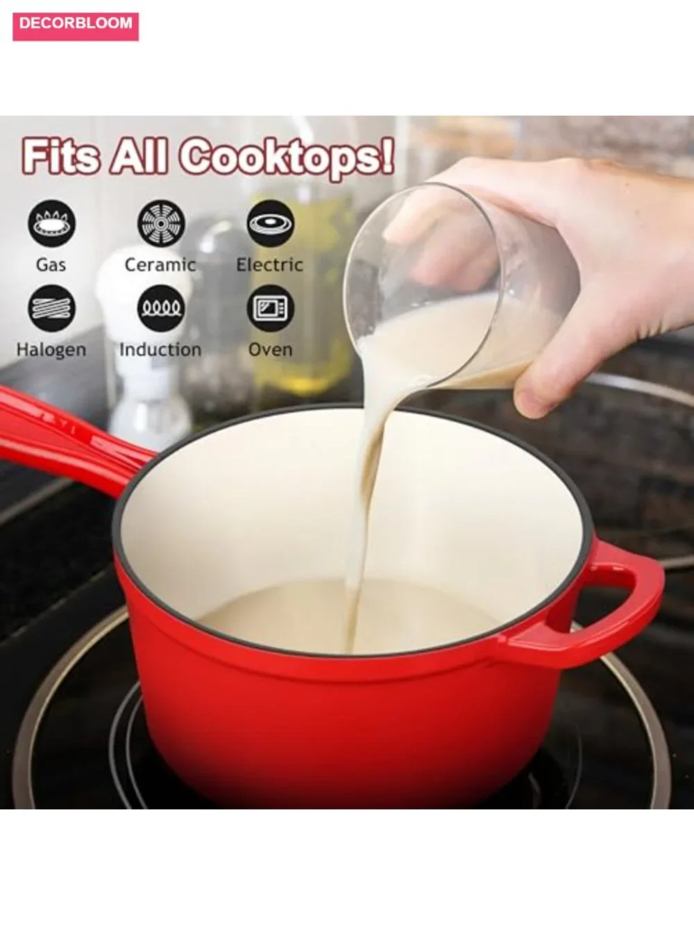 Enamel Cast Iron 3 Quart Saucepan with Lid